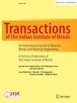 Transactions of the Indian Institute of Metals Journal cover: Transactions of the Indian Institute of Metals